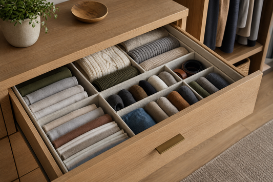Unbranded repeatable routine scene featuring practical drawer organization