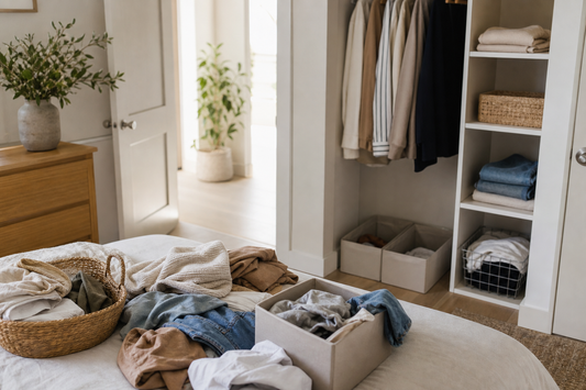 Unbranded practical sequence scene featuring practical everyday decluttering