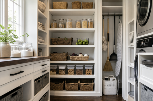 Unbranded repeatable routine scene featuring pantry and utility storage