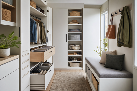 Unbranded organized spatial layout featuring practical storage solutions