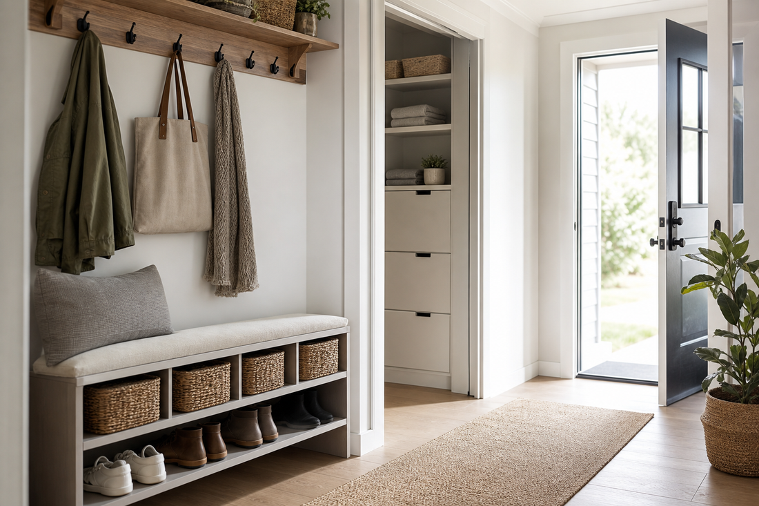Unbranded orderly inspection setup featuring practical entryway organization