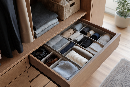 Unbranded repeatable routine scene featuring practical drawer organization