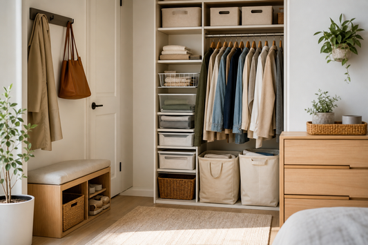 Unbranded practical sequence scene featuring practical small-space organization