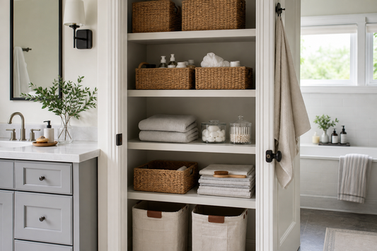 Unbranded orderly inspection setup featuring practical bathroom organization