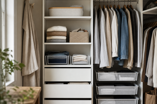 Unbranded repeatable routine scene featuring practical home organization