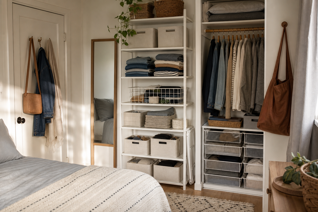 Unbranded practical sequence scene featuring practical small-space organization