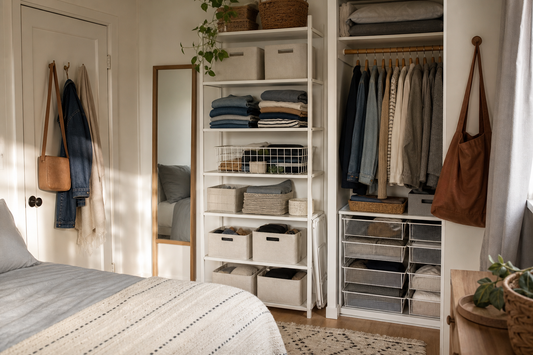 Unbranded practical sequence scene featuring practical small-space organization