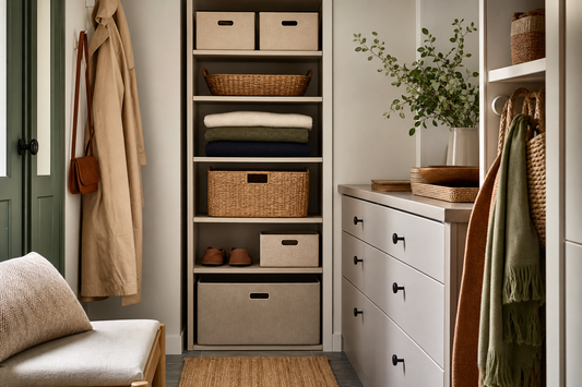 Unbranded close editorial detail featuring practical vertical storage