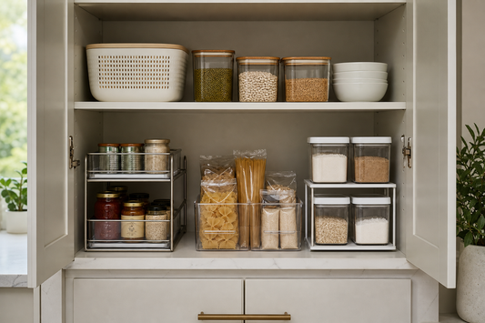 Unbranded practical sequence scene featuring practical cabinet organization