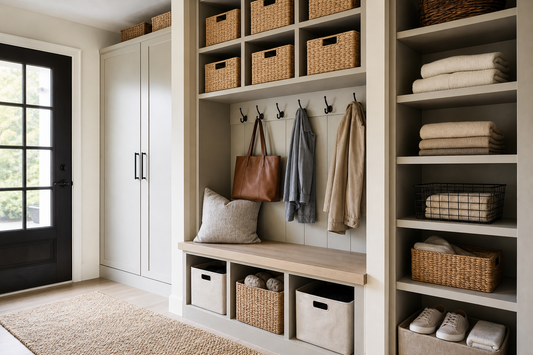 Unbranded repeatable routine scene featuring practical storage solutions
