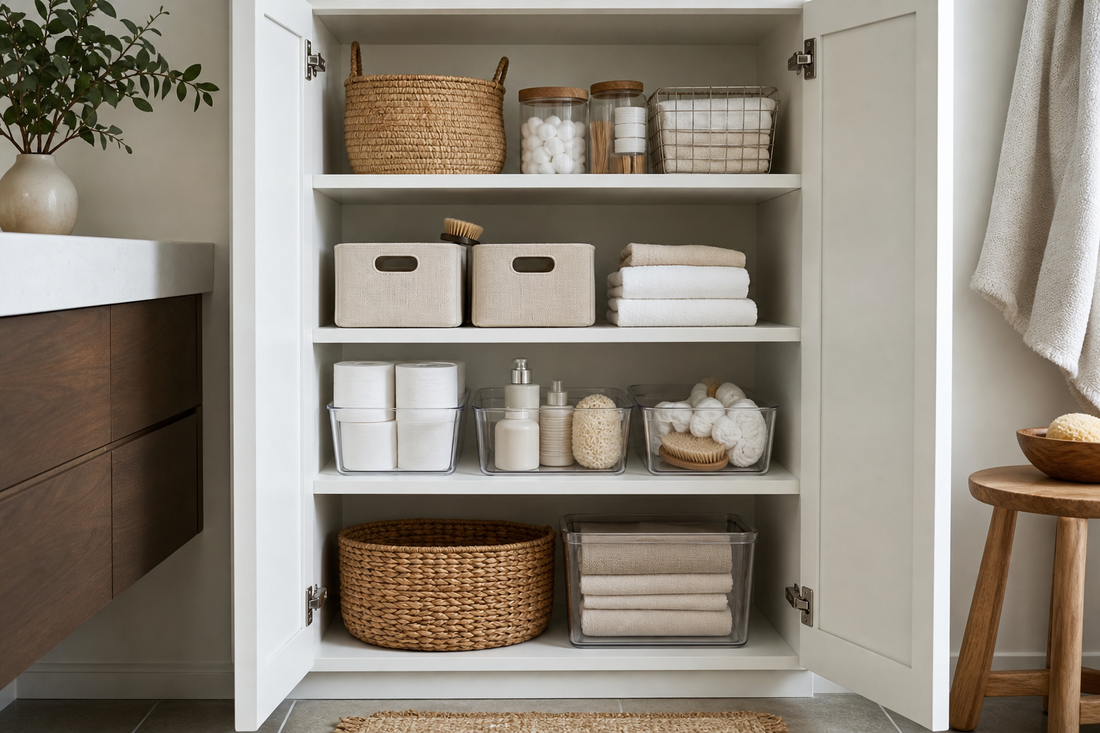 Unbranded orderly inspection setup featuring practical cabinet organization