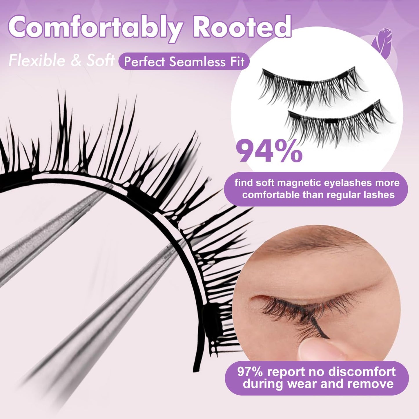 Elara Craft Magnetic Eyelashes with Applicator, Magnetic Eyelashes Natural Look,Reusable Magnet Lashes No Glue Needed Soft Lashes Kit(Fuller+Fuller)