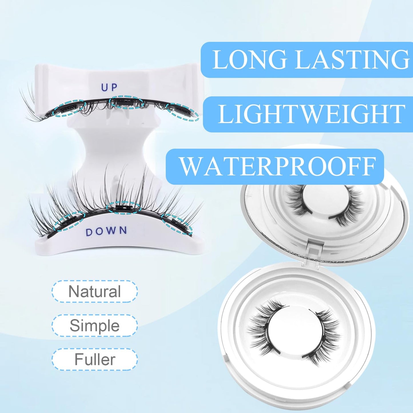 Ealra Craft Magnetic Eyelashes with Applicator,Reusable Magnetic Eyelashes Natural Look,Easy to Wear and Remove Soft Lashes kit for Women(Natural+Fuller)